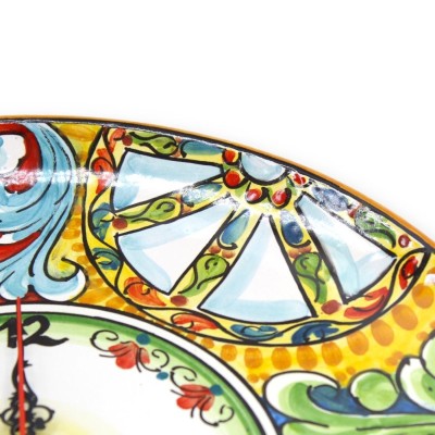Orologio ceramica Caltagirone, Con Ingranaggio, decoro barocco, ruota di carretto e ficodindia, varie misure (1Unità) - 