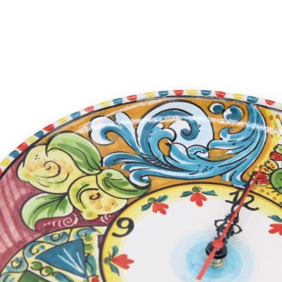 Reloj de cerámica Caltagirone, varios tamaños (1ud) Decoración barroca siciliana, rueda de carro y tuna - 