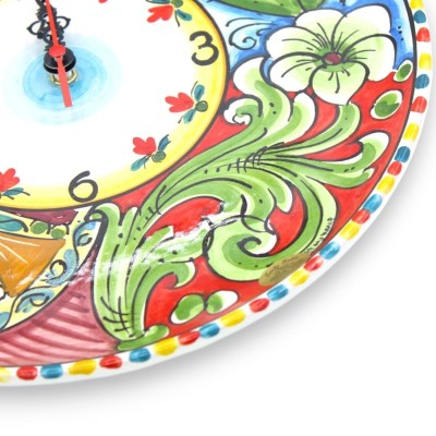 Reloj de cerámica Caltagirone, varios tamaños (1ud) Decoración barroca siciliana, rueda de carro y tuna - 