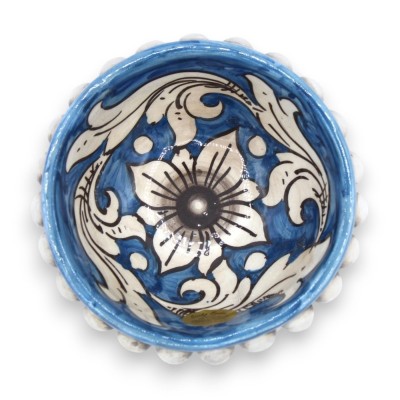 Tigela Pigna de Cerâmica Caltagirone, várias opções de tamanhos (1 unidade) Azul Antigo com decoração barroca branca - 