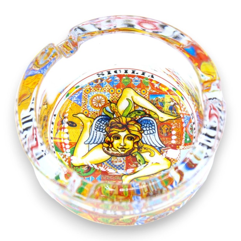 Cenicero de cristal - Ø 8 cm aprox. Con dos opciones de decoración (1ud) - 