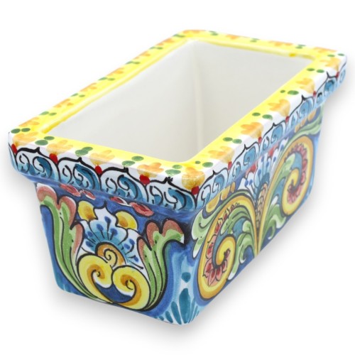 Vase boîte rectangulaire en céramique de Caltagirone, décoration baroque multicolore, disponible en cinq tailles - (1 pi 2