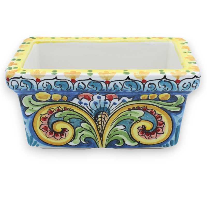 Cassetta vaso rettangolare in Ceramica Caltagirone, decoro barocco multicolore, in cinque opzioni dimensioni - (1pz) - 