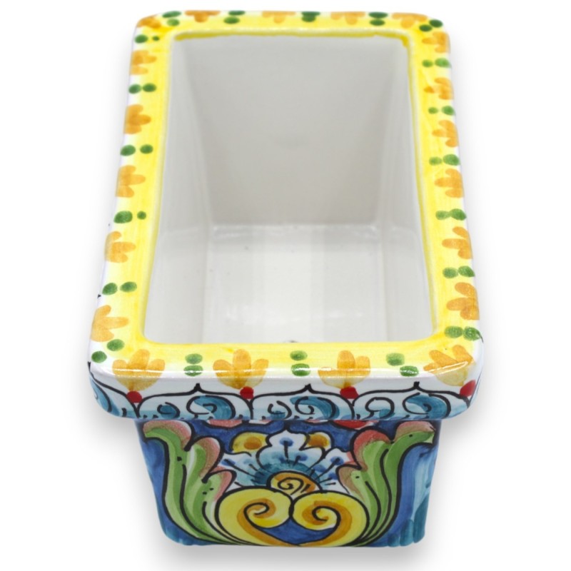 Rectangular vase box in Caltagirone ceramic, multi-coloured baroque decoration, in five size options - (1pc) - 