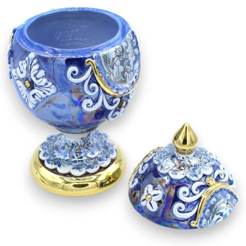 Caltagirone-Keramik-Ei im Fabergè-Stil, ca. 30 cm hoch. Emailreliefs und barocke Miniaturen aus 24-karätigem reinem Gold 2
