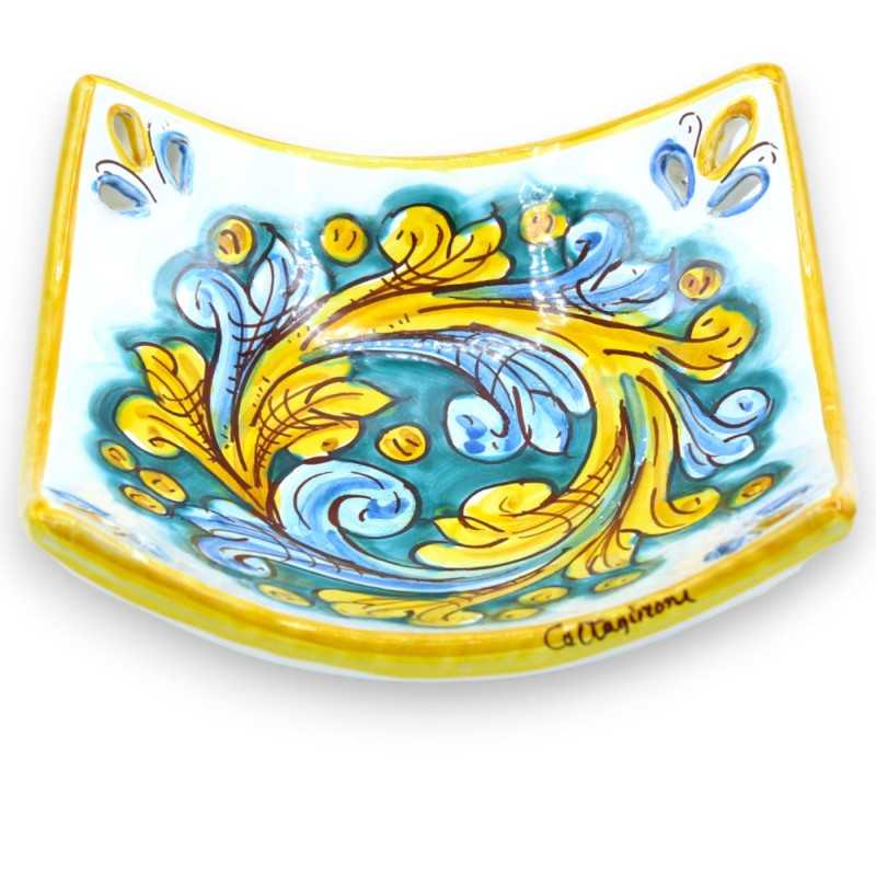 Bandeja de bolso perfurada em cerâmica Caltagirone - L 17 cm aprox. decoração barroca - 