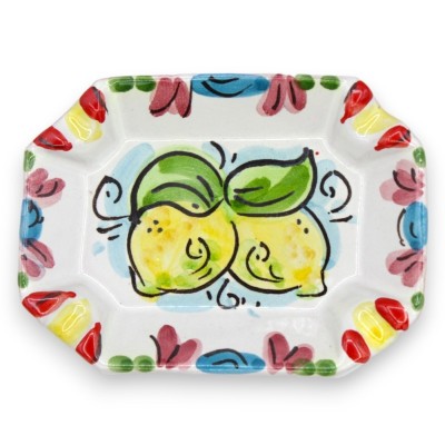 Cinzeiro retangular arredondado em cerâmica Caltagirone - l 12 cm x 9 cm (1pc) decoração e cor aleatória - 