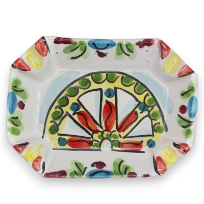 Cendrier rectangulaire biseauté en céramique de Caltagirone - l 12 cm x 9 cm (1pc) décoration et couleur aléatoires - 