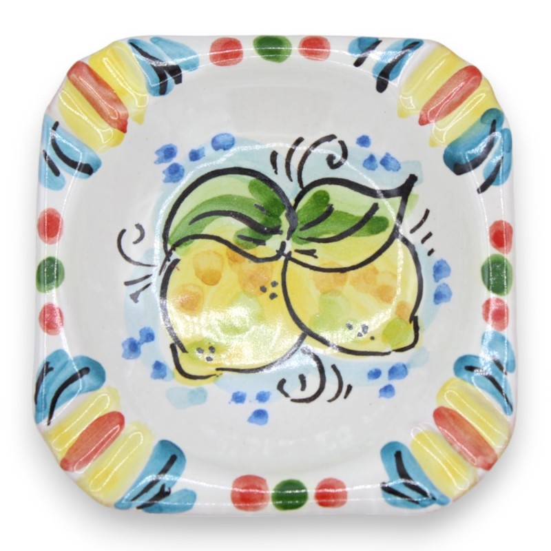 Kwadratowa zaokrąglona popielniczka z ceramiki Caltagirone - l 10 cm x 10 cm (1szt.) dekoracja i losowy kolor - 