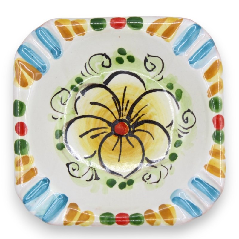 Kwadratowa zaokrąglona popielniczka z ceramiki Caltagirone - l 10 cm x 10 cm (1szt.) dekoracja i losowy kolor - 