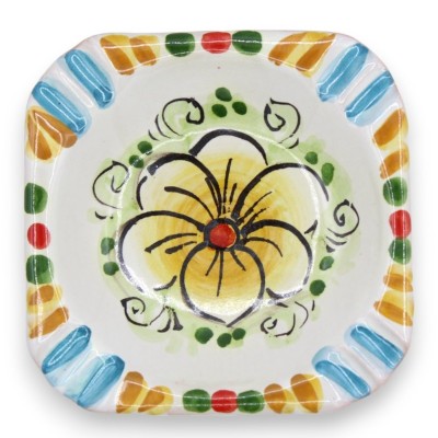 Vierkante ronde asbak in Caltagirone-keramiek - l 10 cm x 10 cm (1st) decoratie en willekeurige kleur - 