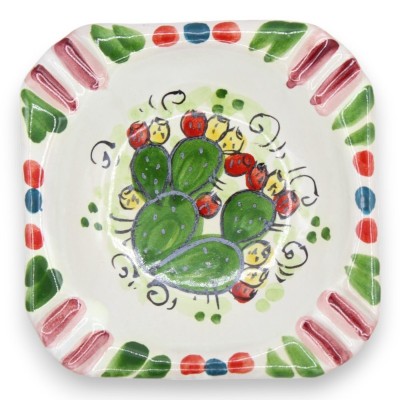 Kwadratowa zaokrąglona popielniczka z ceramiki Caltagirone - l 10 cm x 10 cm (1szt.) dekoracja i losowy kolor - 