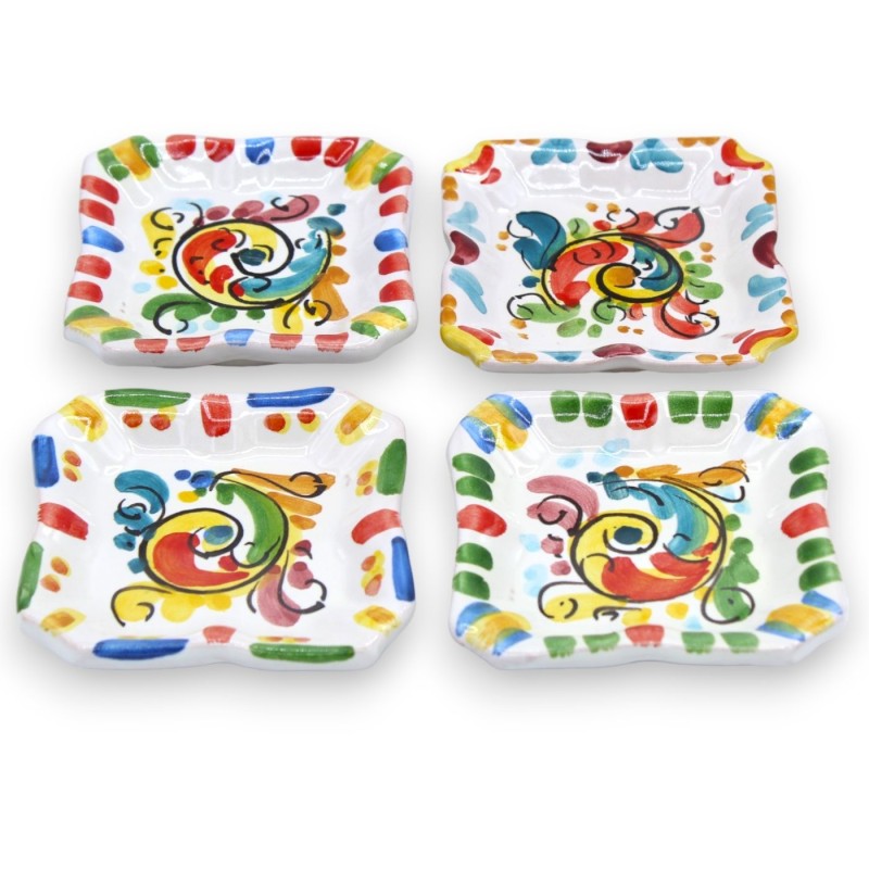 Kwadratowa popielniczka narożna z ceramiki Caltagirone - l 10 cm x 10 cm (1szt.) dekoracja i losowy kolor - 