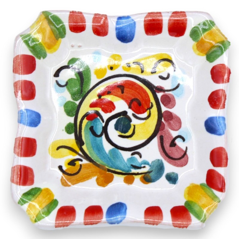 Vierkante hoekasbak in Caltagirone keramiek - l 10 cm x 10 cm (1st) decoratie en willekeurige kleur - 