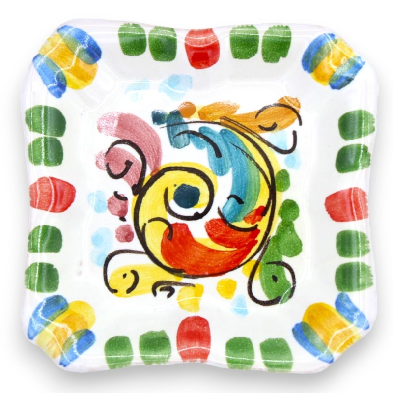 Cinzeiro de canto quadrado em cerâmica Caltagirone - l 10 cm x 10 cm (1pc) decoração e cor aleatória - 