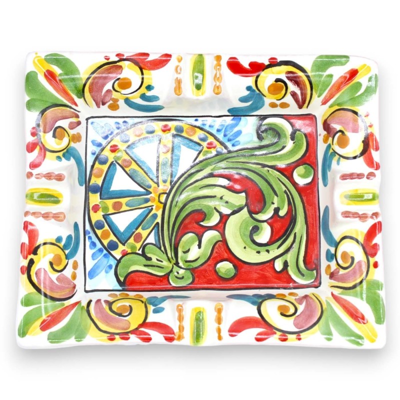 Cendrier rectangulaire en céramique Caltagirone - l 20 cm x 15 cm (1pc) décoration et couleur aléatoires - 