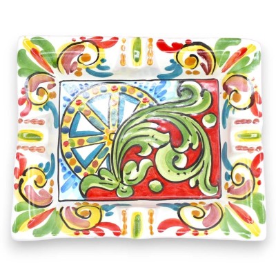 Caltagirone rechteckiger Aschenbecher aus Keramik – L 20 cm x 15 cm (1 Stück), zufällige Dekoration und Farbe - 