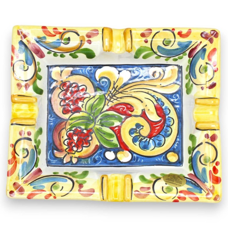 Cendrier rectangulaire en céramique Caltagirone - l 20 cm x 15 cm (1pc) décoration et couleur aléatoires - 