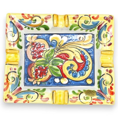 Cendrier rectangulaire en céramique Caltagirone - l 20 cm x 15 cm (1pc) décoration et couleur aléatoires - 