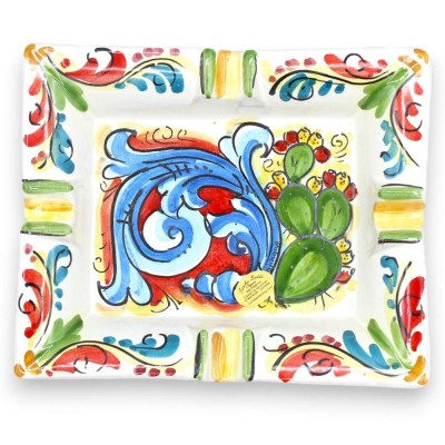 Cinzeiro retangular de cerâmica Caltagirone - l 20 cm x 15 cm (1pc) decoração e cor aleatória - 