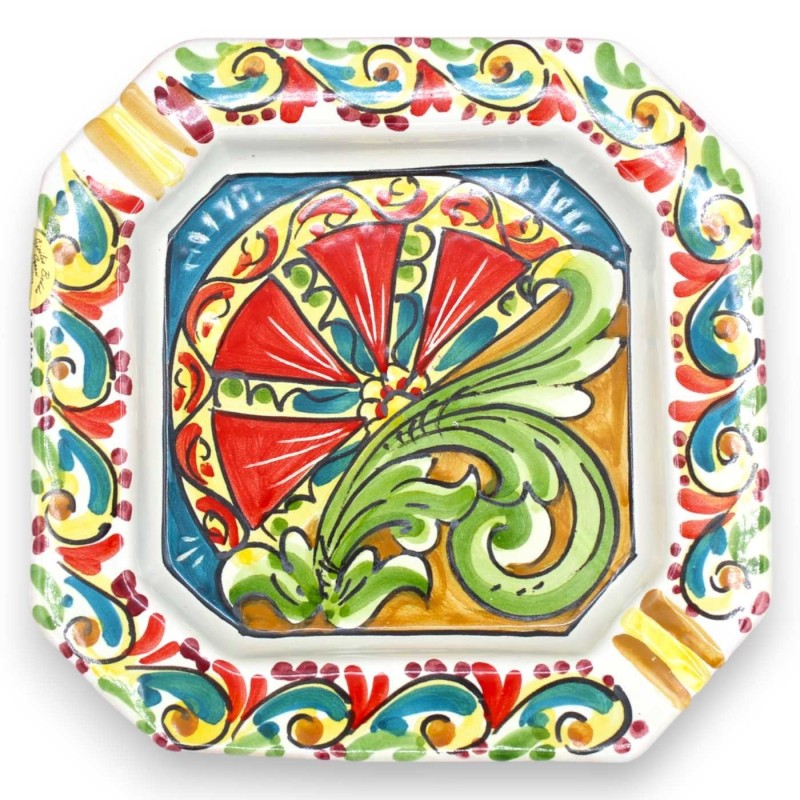 Cinzeiro octogonal em cerâmica Caltagirone - l 20 cm x 20 cm (1pc) decoração e cor aleatória - 