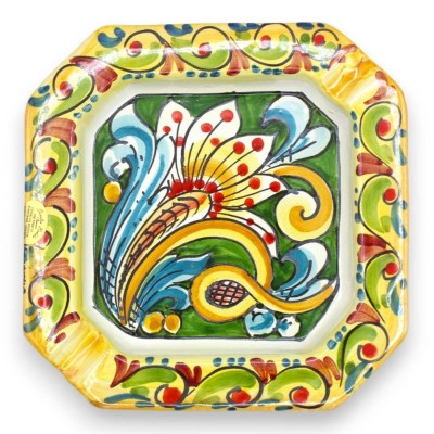 Achthoekige asbak in Caltagirone-keramiek - l 20 cm x 20 cm (1st) decoratie en willekeurige kleur - 