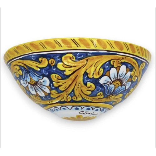 Gerla Grande, wandvaas voor planten, met de hand gedecoreerd met barokke decoratie en bloemen - Afmetingen ca. 35x19x19 