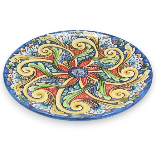 Plato ornamental de cerámica Caltagirone - Ø 35 cm aprox. Decoración barroca multicolor y floral -  2