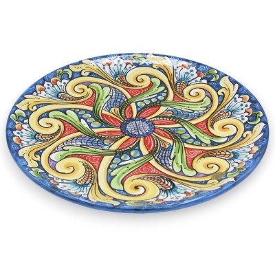 Zierteller aus Caltagirone-Keramik – Ø ca. 37 cm Bunte und florale Barockdekoration - 