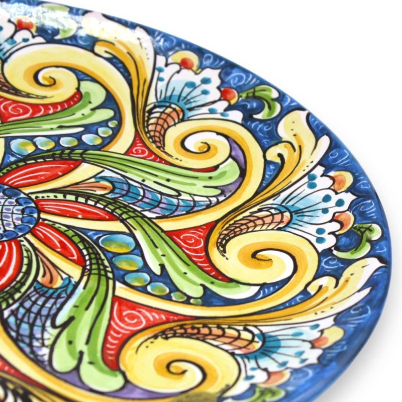 Zierteller aus Caltagirone-Keramik – Ø ca. 37 cm Bunte und florale Barockdekoration - 