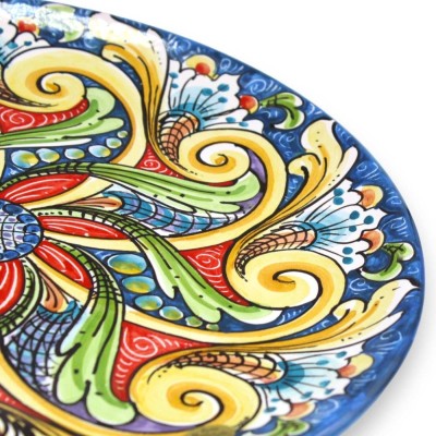 Zierteller aus Caltagirone-Keramik – Ø ca. 37 cm Bunte und florale Barockdekoration - 