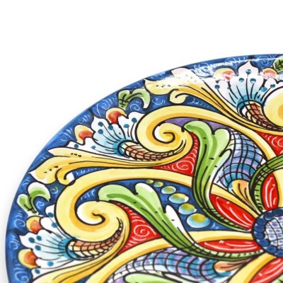 Prydnadstallrik i Caltagirone keramik - Ø 35 cm ca. Flerfärgad och blommig barockdekoration - 