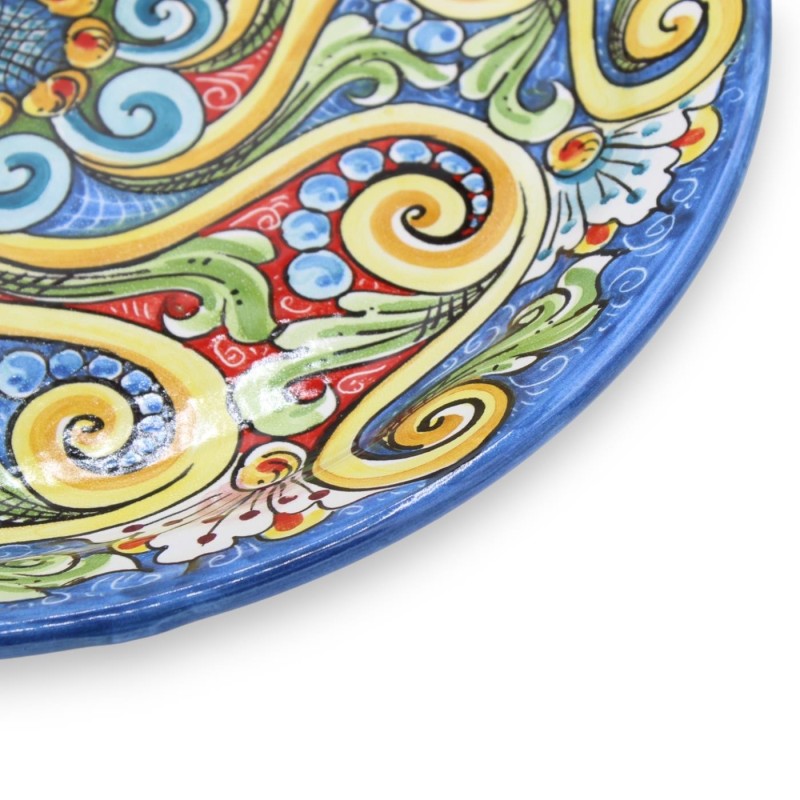 Zierteller aus Caltagirone-Keramik – Ø ca. 45 cm Bunte und florale Barockdekoration - 