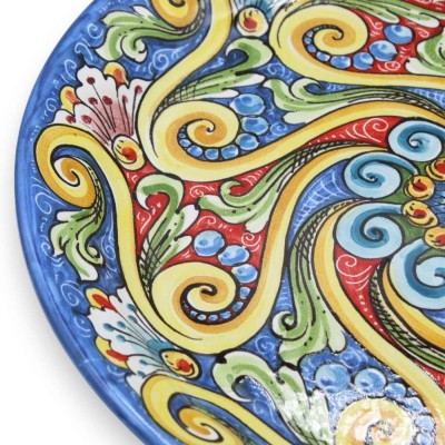 Zierteller aus Caltagirone-Keramik – Ø ca. 45 cm Bunte und florale Barockdekoration - 
