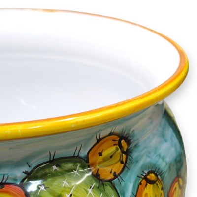 Cachepot Vaso per piante ceramica siciliana, decoro girasoli e ficodindia - in diverse opzioni misure (1Unità) - 