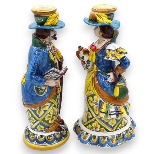 Paire de lampes Lumière "Signorotti" en céramique de Caltagirone, h environ 30 cm. Décoration sicilienne et queue de pao 2