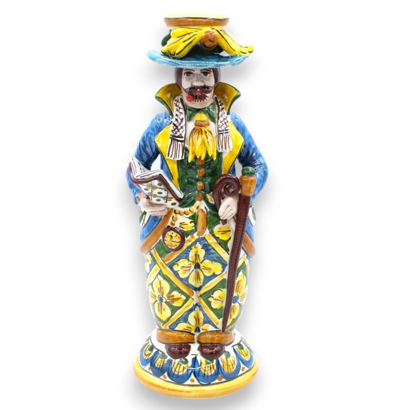 Coppia di Lumiere "Signorotti" in ceramica Caltagirone, h 30 cm ca. decoro siciliano MD1 - 