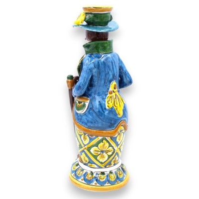 Coppia di Lumiere "Signorotti" in ceramica Caltagirone, h 30 cm ca. decoro siciliano MD1 - 