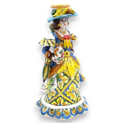 Coppia di Lumiere "Signorotti" in ceramica Caltagirone, h 30 cm ca. decoro siciliano MD1 - 