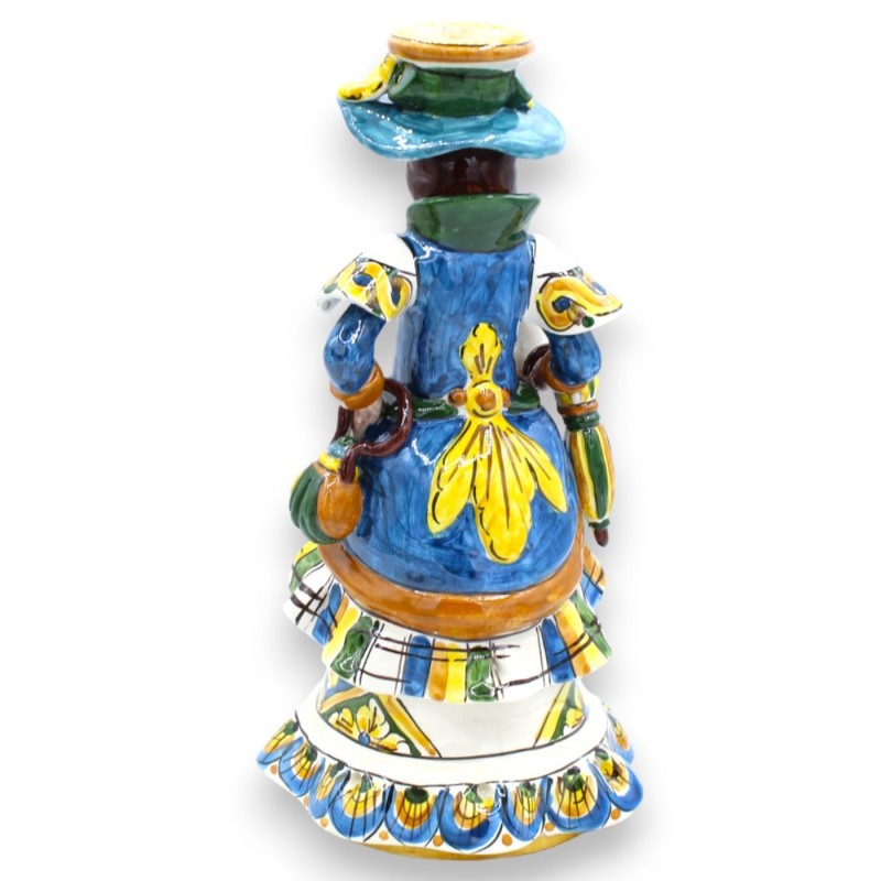 Coppia di Lumiere "Signorotti" in ceramica Caltagirone, h 30 cm ca. decoro siciliano MD1 - 