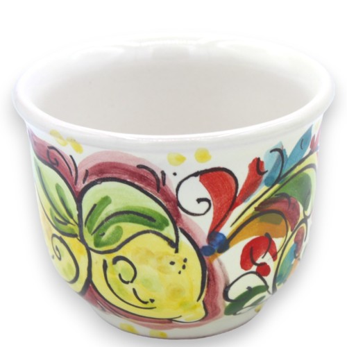 Milchbecher mit Henkel, Caltagirone-Keramik, L ca. 10 cm. (1 Stück) zufällige mehrfarbige Frucht- und Barockdekoration - 2