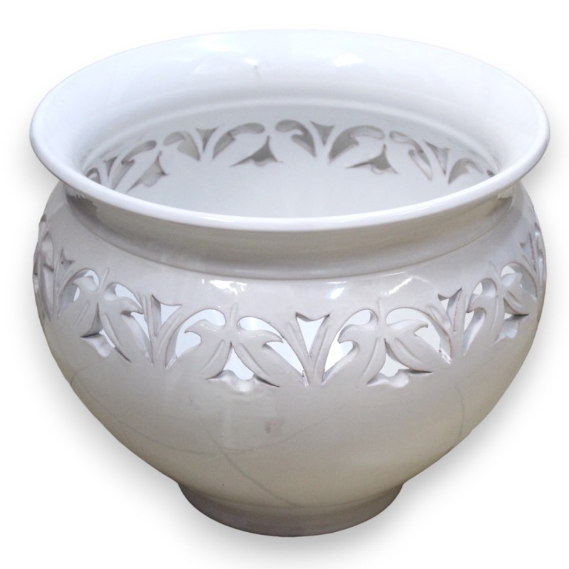 Cachepot Vaso per piante traforato in ceramica Caltagirone, con diverse opzioni dimensione (1Unità) - 