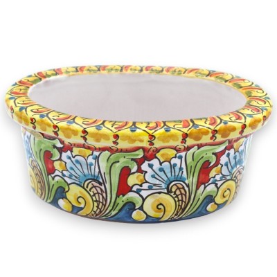 Oval vase box in Caltagirone ceramic - L 23 x 15 x 11 cm approx. multicolored baroque decoration - 