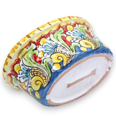 Oval vase box in Caltagirone ceramic - L 23 x 15 x 11 cm approx. multicolored baroque decoration - 