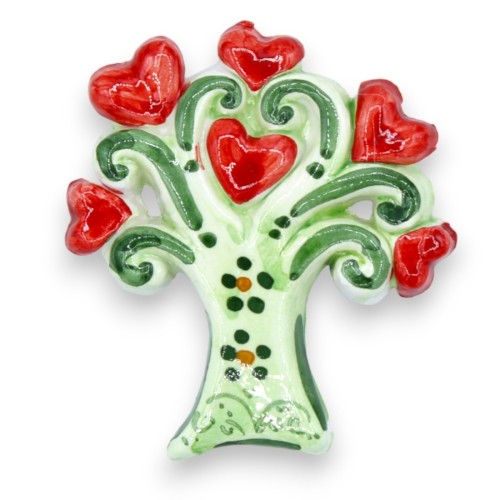 Ceramic magnet in the shape of a Tree of Life with hearts, chasubles decoration and colour, approx. h 7 cm x w 7 cm. (1p 2