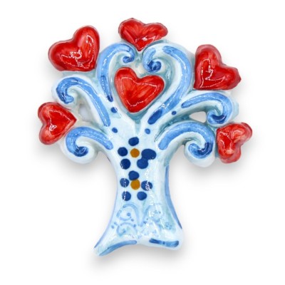 Magneet magneet in kostbare keramische boomvorm met harten, decoratie en kleurencasule, h7 cm approx. Mod CAN - 