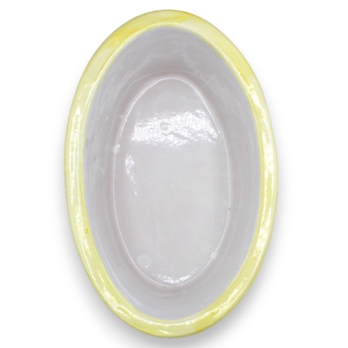 Boîte vase ovale en céramique de Caltagirone - L 35 x 20 x 13 cm environ. décoration baroque, tournesol et géométrique - 2