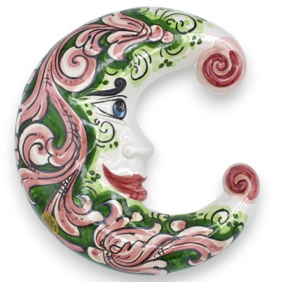 Luna da parete, in ceramica Caltagirone, h 23 cm ca. (1Unità) varie opzioni decoro - 