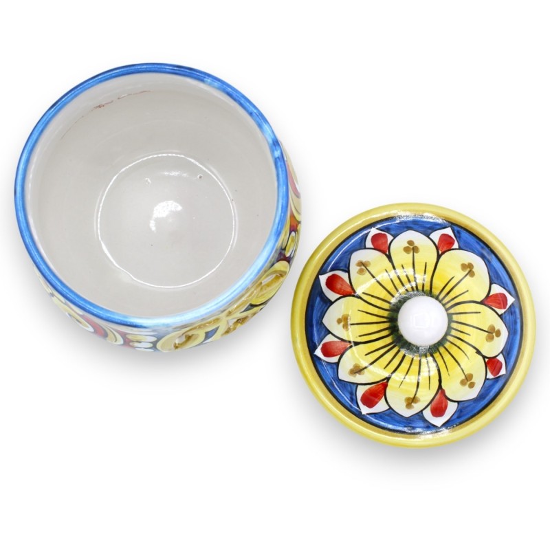Caltagirone keramische knoflook- of uienhouder - h 18 en Ø 15 cm ca. veelkleurige barokke decoratie en citroenen - 