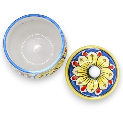 Caltagirone keramische knoflook- of uienhouder - h 18 en Ø 15 cm ca. veelkleurige barokke decoratie en citroenen - 